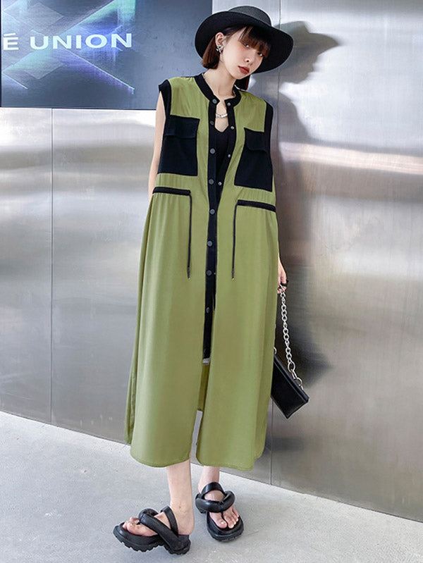 Original Sleeveless Drawstring H-Line Midi Dress