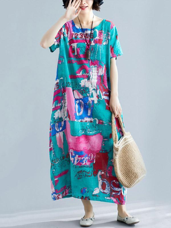 Original Printed Round-Neck Dress