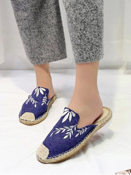 Line-soled Canvas Mules&Slides Shoes