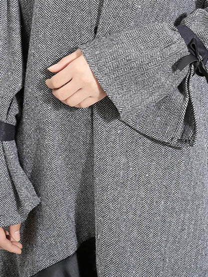 Loose Split-joint Falbala Lapel Blouse Dress