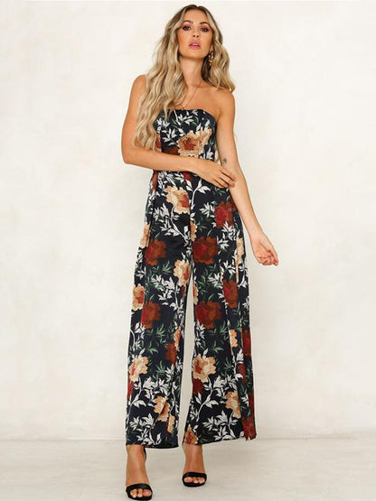 Off Shoulder Floral Printed Bohemia Jumpsuits