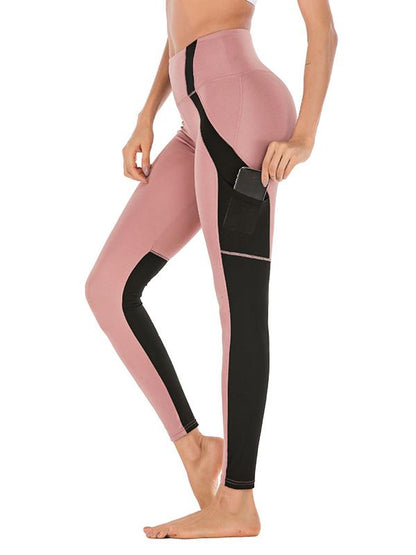 High Waist Color Stiching Workout Leggings