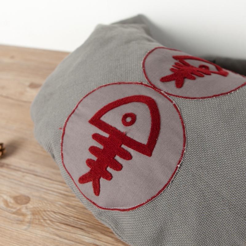 Ethnic Fish Bones Shape Splicing Gray Shoulder Bag