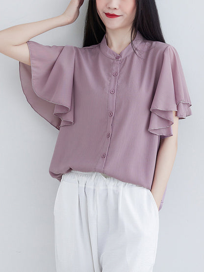 Original 14 Colors Falbala Lapel Blouse Tops