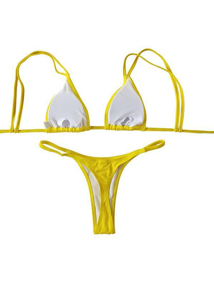 Solid Spaghetti Straps Bikinis Swimwear