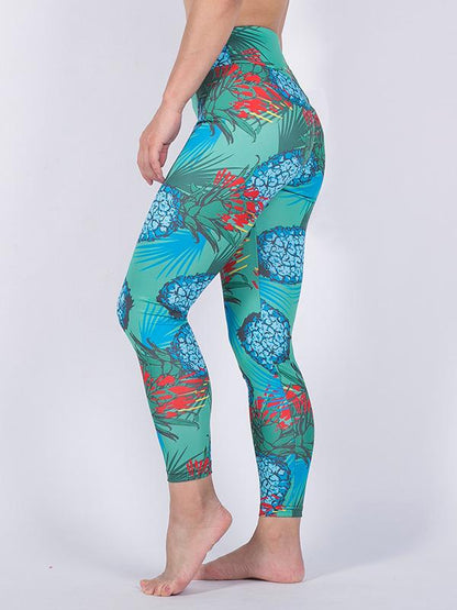 Pineapple Printed Empire Yoga Leggings