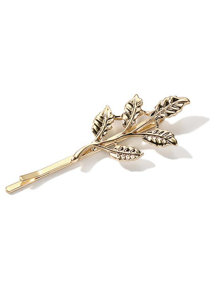 Simple Leaf Gold Color Barrette