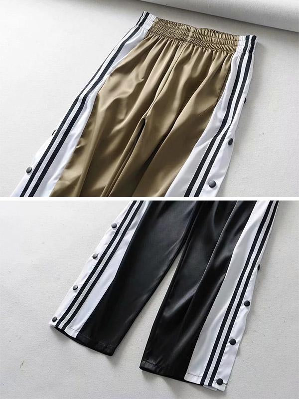 Contrast Color Loose Casual Wide Leg Pants Bottoms