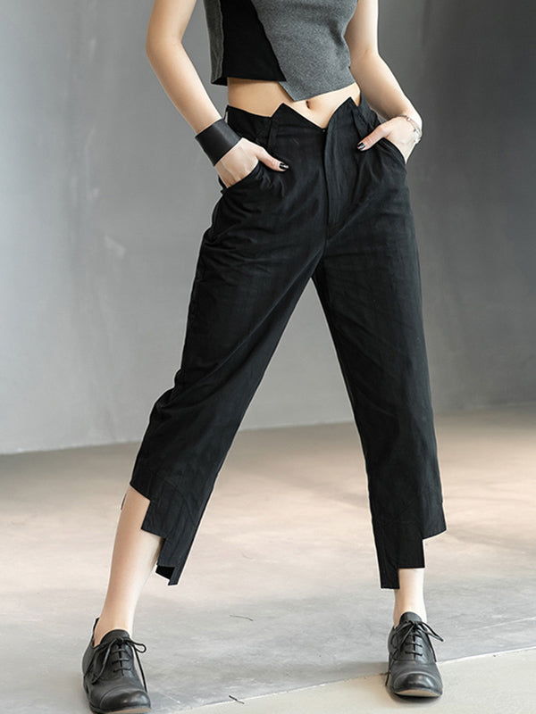 Original Solid Color Harem Irregularity Capri-Pants