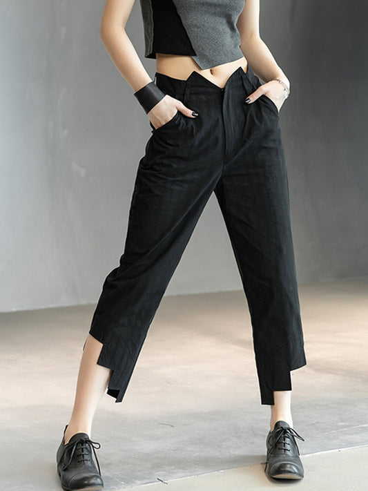 Original Solid Color Harem Irregularity Capri-Pants