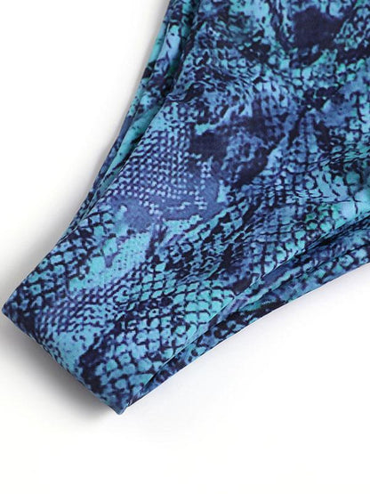 Lace-up Snakeskin Bikini Swimsuit