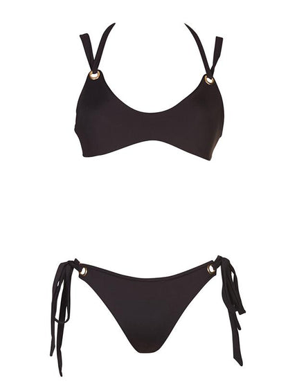 Triangle Bottom Solid Bikinis Swimwear