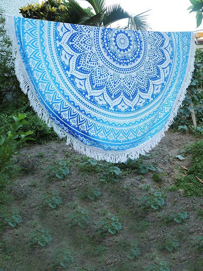 Fashion Printed Tasseled Round Beach Mat