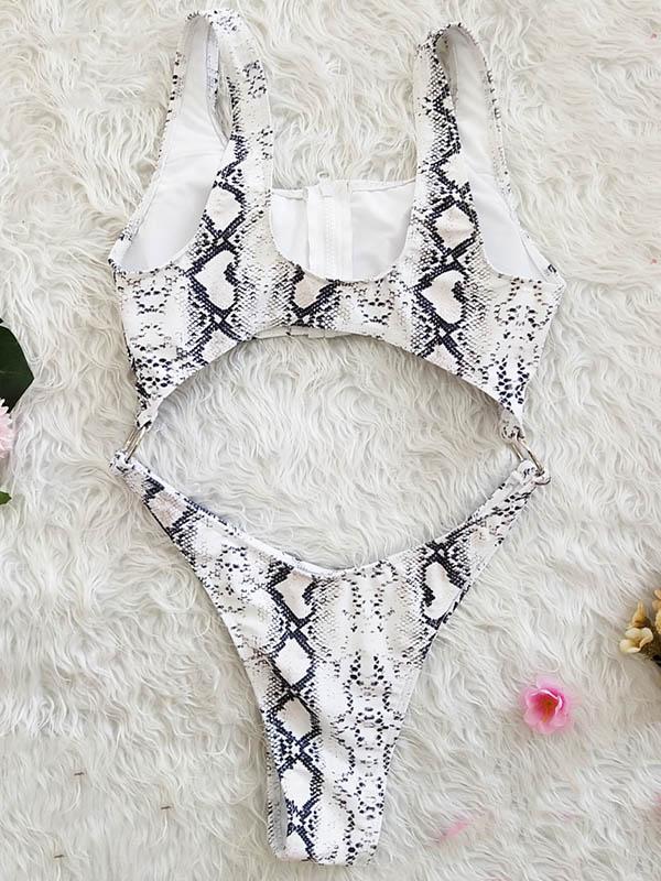 Sexy Hollow Zipper Backless One-Piece Swimwear