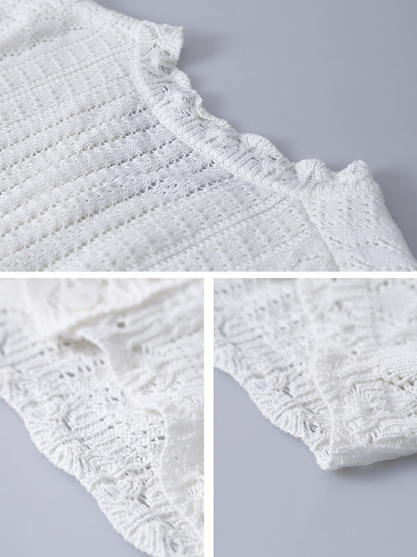 Original Solid Color V-Neck Knitting Cardigans Tops