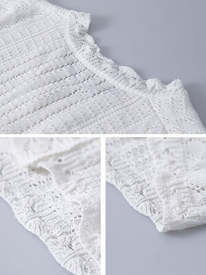 Original Solid Color V-Neck Knitting Cardigans Tops