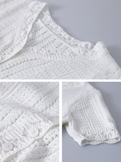 Original Solid Color V-Neck Knitting Cardigans Tops