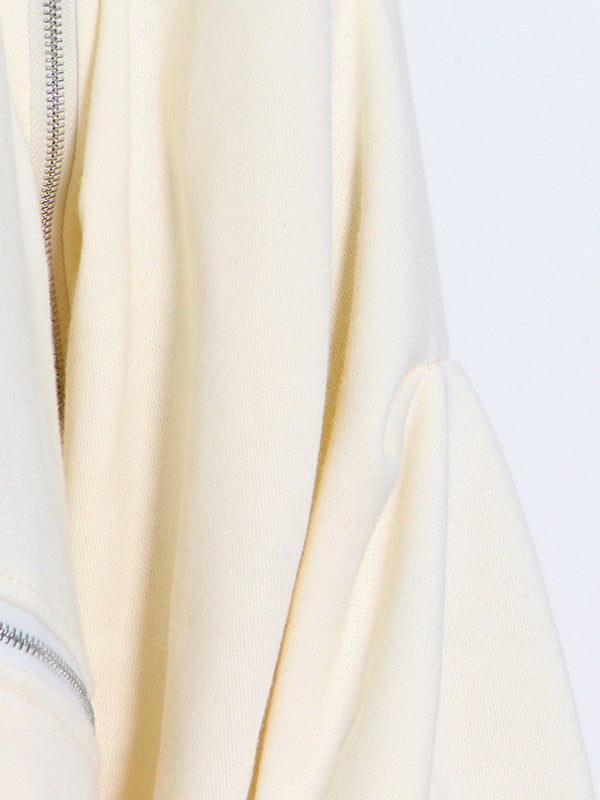 Fashion Solid Color Split-Joint Cold Shoulder Hoodies Top