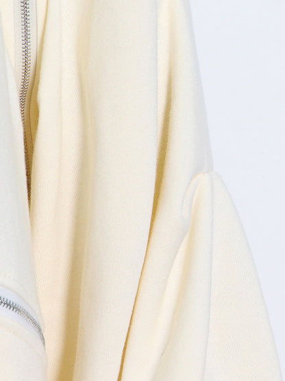 Fashion Solid Color Split-Joint Cold Shoulder Hoodies Top