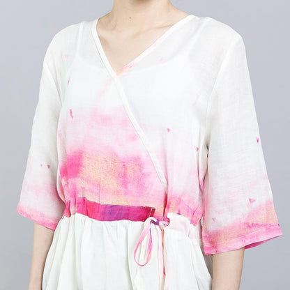 Ethnic Style Casual V-Neck Half Sleeve Dress