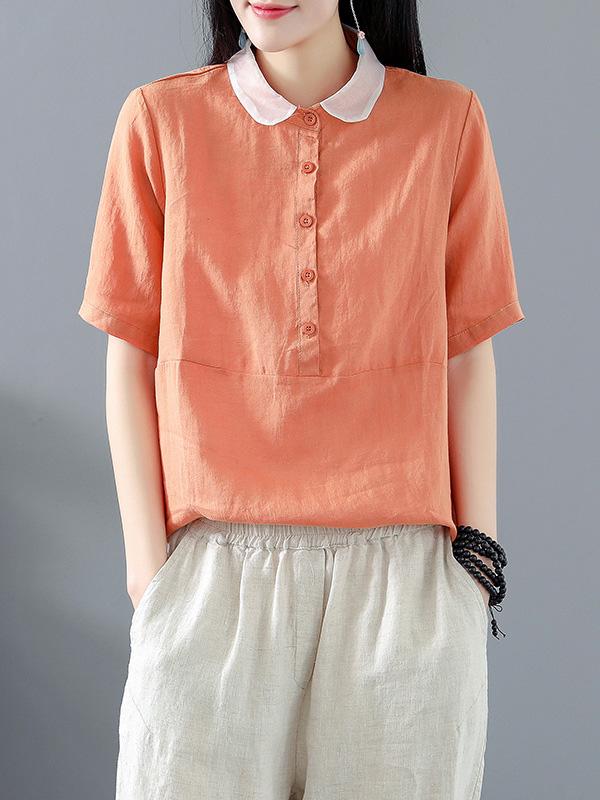 Cotton Linen Polo T-shirt