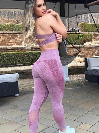 Solid Cut Out Crop Gym Tee And Leggings