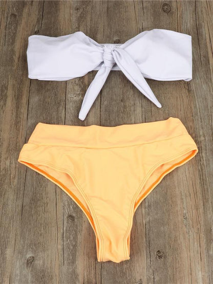 High Waisted Knot Top Bikinis Swimwear