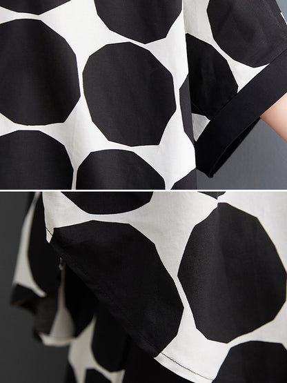 Original Loose Polka-Dot Blouse&Harem Pants 2 Pieces Set