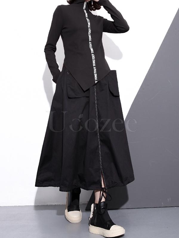 Letter Printed High-neck Bottoming T-shirt