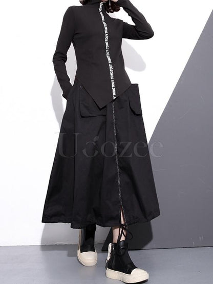 Letter Printed High-neck Bottoming T-shirt