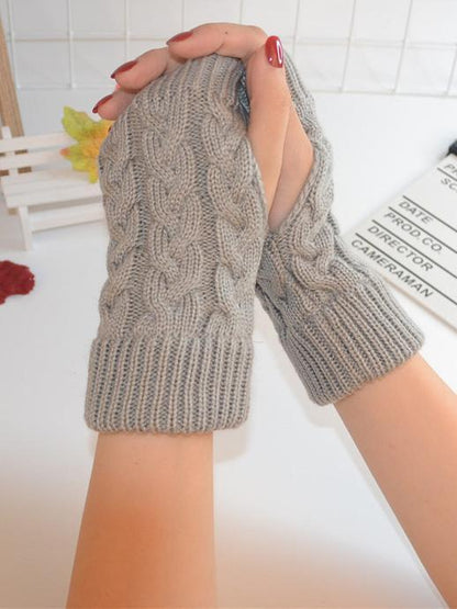 Threaded Half Finger Knit Gloves