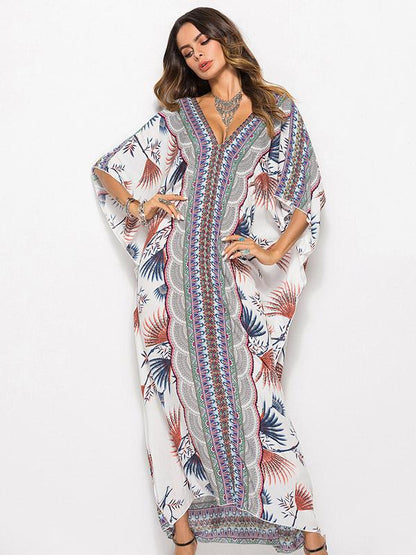 Loose Floral Printed Beach Kaftans