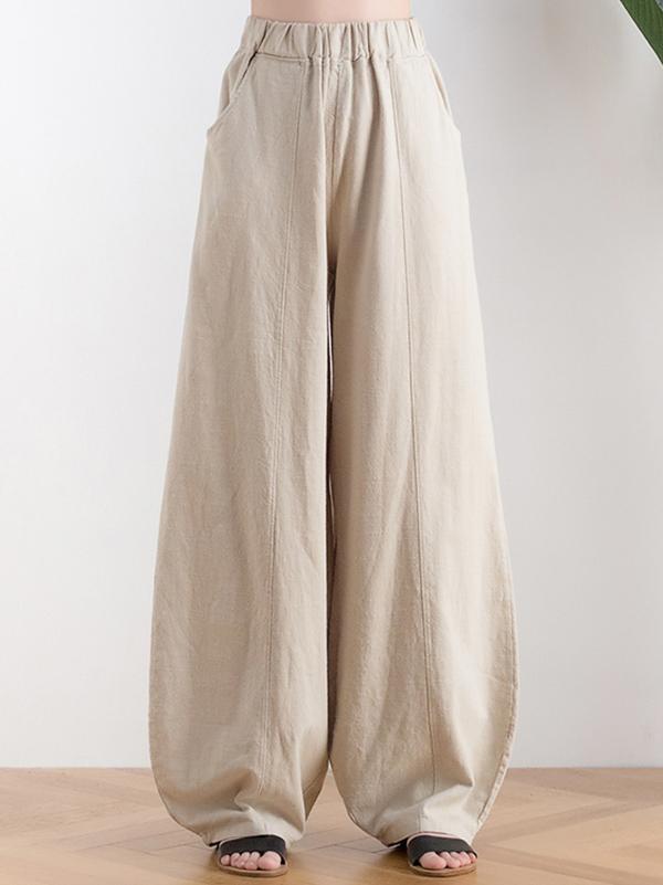 Casual Solid Puff Pants Bottoms