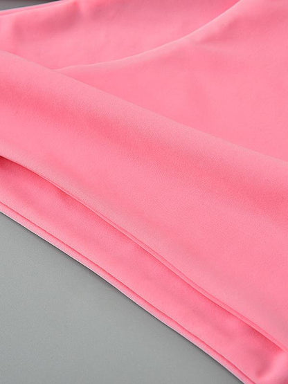 Sexy Single Shoulder Solid Color Split Bikini Swimsuit