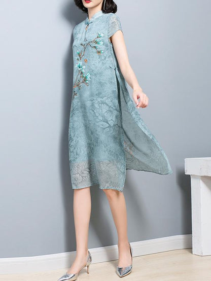 Loose Oversize Printed Split-side Dress