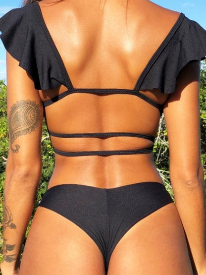 Falbala Plain&Printed Bikinis Swimwear