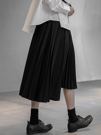 Stylish Solid Color Irregular Empire Waisted Pleated Skirts