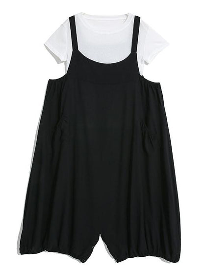 Solid T-Shirt + Jumpsuits Bottom Suit