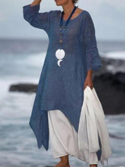 Solid Color Split-side Stand Collar Maxi Dress