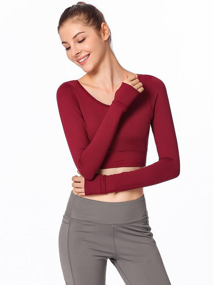 Cross-back Long-sleeve Sports Tees & Tanks