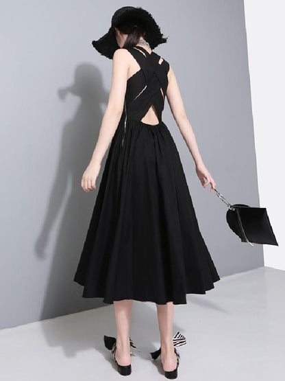 Sexy Halter Solid Sleeveless Long Dress