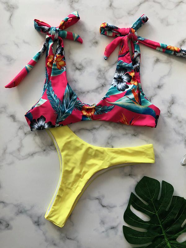 Plain Bottom Bikinis Swimwear