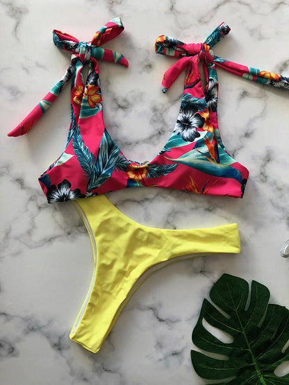 Plain Bottom Bikinis Swimwear