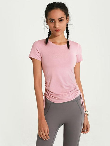 Solid Quick Dry Elastic Drawstring Yoga Tees