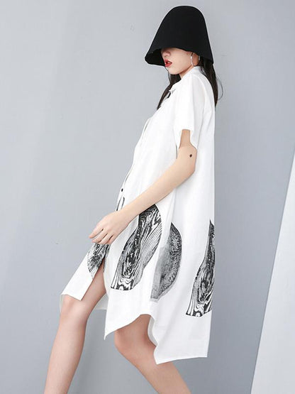 Ink Printed Cropped Shirt Dress