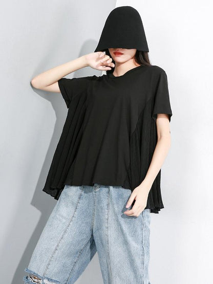 Chiffon Asymmetric Solid T-shirt
