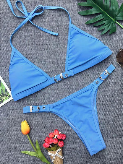 Sexy Backless Plain Bikinis Swimwear