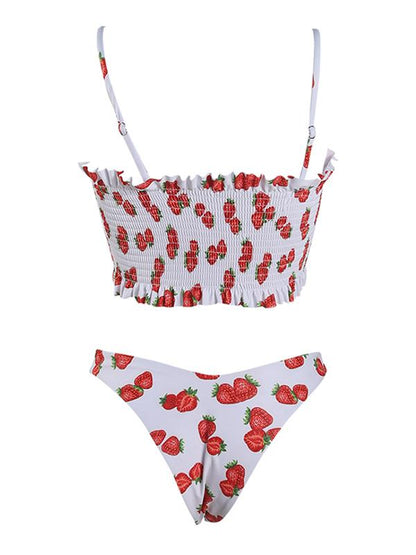 Smocked Spaghetti Strap Bikini Set