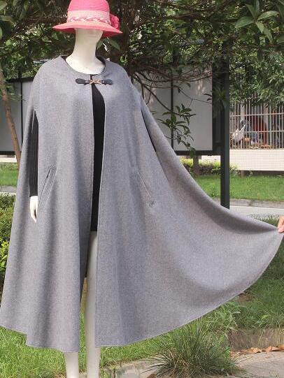 Gray Maxi Cape Outwear