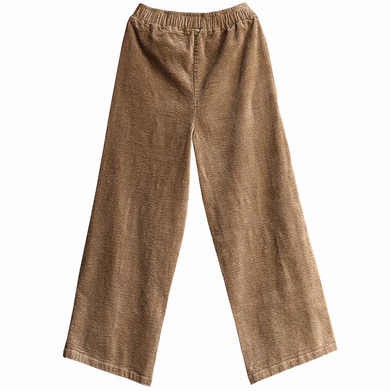 Buykud Casual Pure Color Corduroy Straight Pants